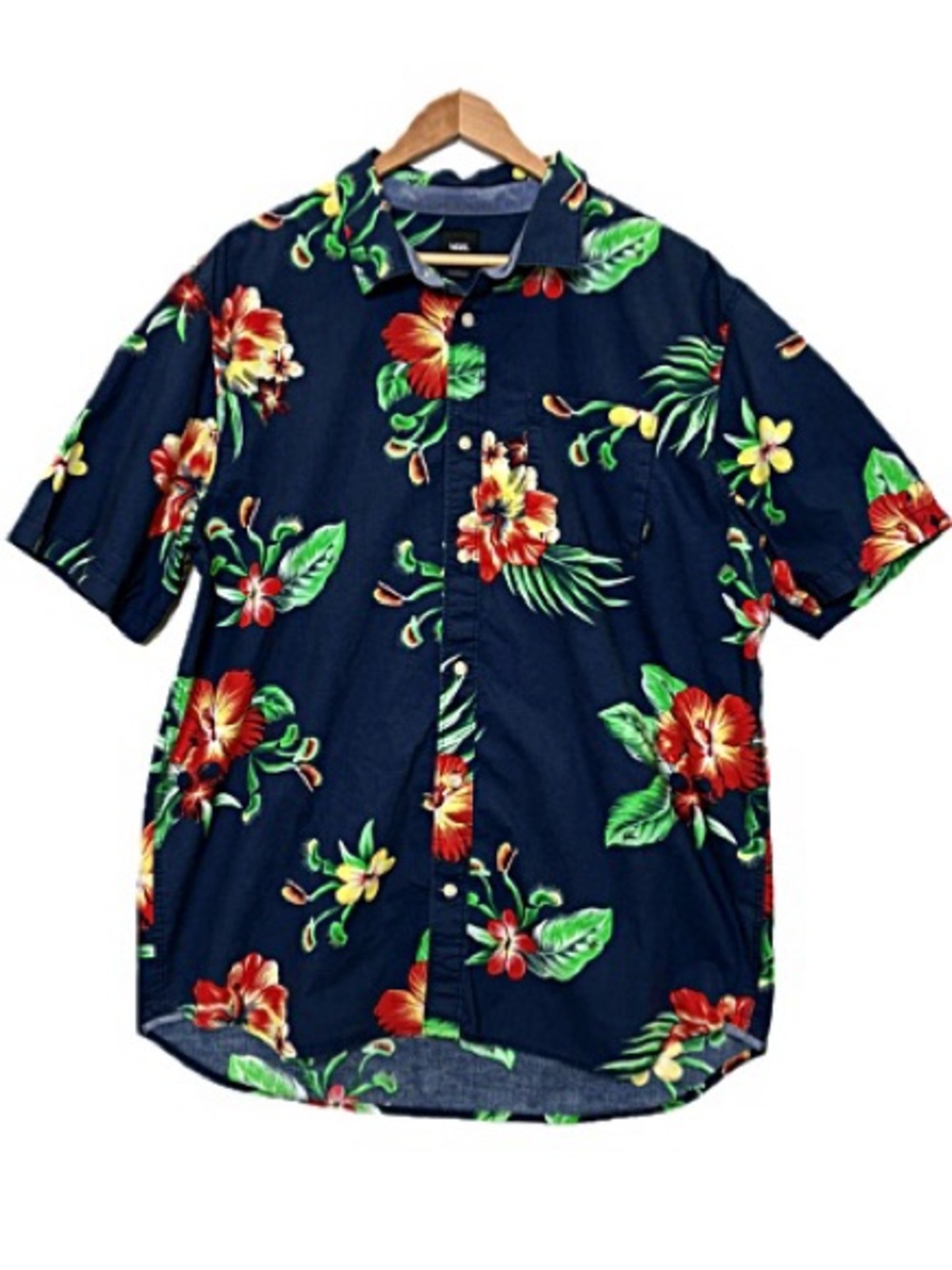 Vans Mens Hawaiian Floral Short Sleeve Button Down Shirt Size XL Classic Fit